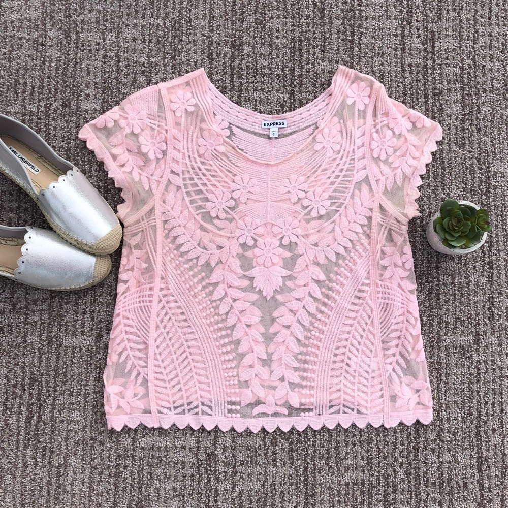 Express mesh lace top